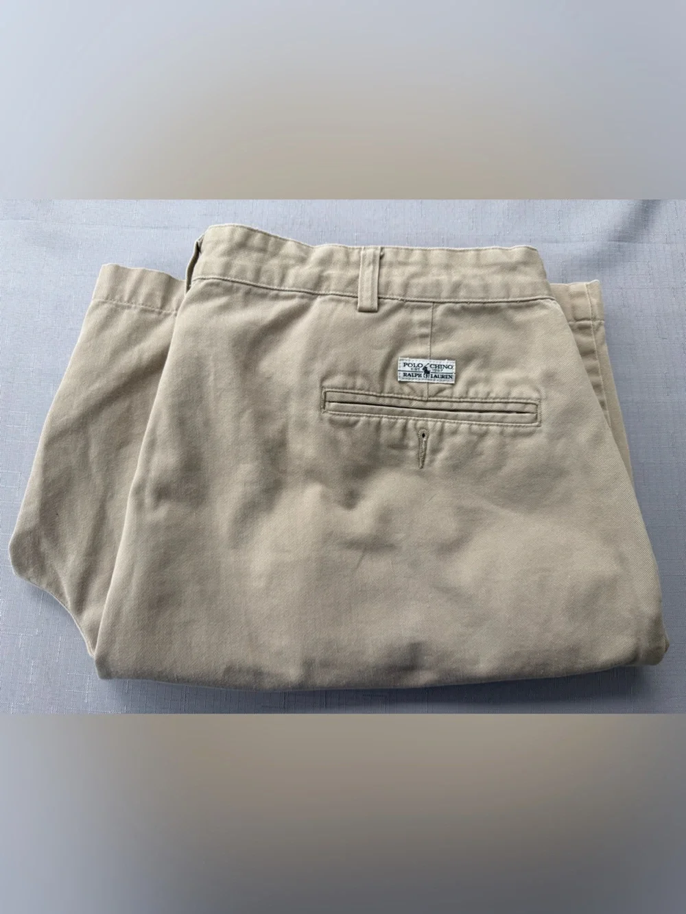 Polo Ralph Lauren Men’s Beige Cotton Chino Pleated Shorts Pockets Logo